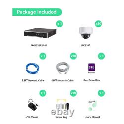 32CH 4K NVR PoE IP Security Camera System Kit with 8TB HDD and 20 Dome Cameras