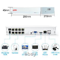 5MP Security Camera System 4 pcs PoE Dome IP Camera 8CH Wired NVR System 2TB HDD