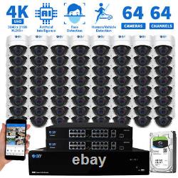 64 Channel 64 4K 8MP Face/Human/Car AI Detection PoE Dome Security Camera System