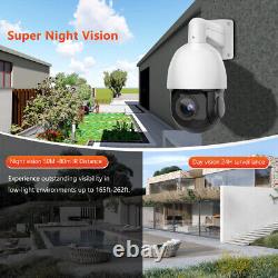 8MP POE Security IP Camera Dome PTZ 4K Outdoor Two Way Audio IR Night Vision