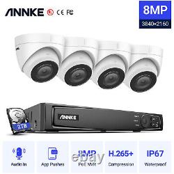 ANNKE 4K 8CH HD POE NVR 8MP Audio Security Camera System Outdoor IP Network 2TB