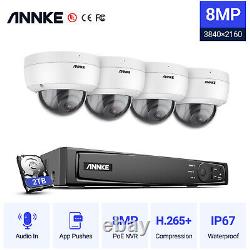 ANNKE 8CH NVR 4K POE Dome Security Camera System Audio Recording Outdoor H. 265+