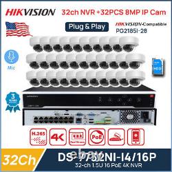 Hikvision 32CH 16PoE NVR CCTV System Kit 8MP Security Dome IP Camera Home Lot US