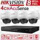 Hikvision 4ch 4poe Nvr Cctv Security Camera System 4k 8mp Poe Ip Dome Camera Lot