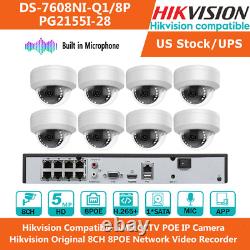 Hikvision 4K 8ch 8PoE 5MP Built-in MIC CCTV System Dome Security IP Camera Lot