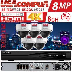 Hikvision 8CH CCTV 4K Security Camera System KIT 8CH POE NVR, 2MP Dome Vandal