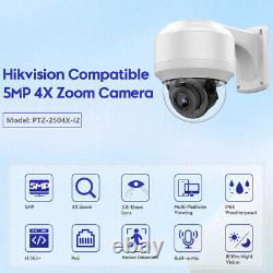 Hikvision Compatible 5MP PTZ 4x Zoom Security Camera POE MIC Outdoor Dome CCTV