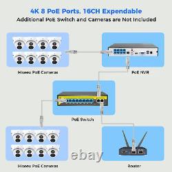 Hiseeu 4K 16CH NVR 8MP 1-Way Audio PoE Security CCTV Camera System Motion Detect