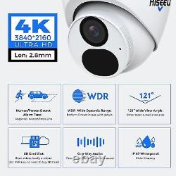 Hiseeu 6PCS 8MP 4K PoE Security Camera System 100ft Night Vision 3TB HDD Record