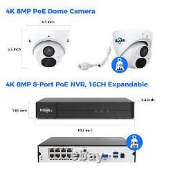 Hiseeu 6PCS 8MP 4K PoE Security Camera System 100ft Night Vision 3TB HDD Record
