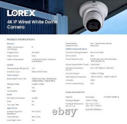 Lorex 4K 8MP IP Metal Dome PoE Wired Security Camera Listen-in Audio (White)