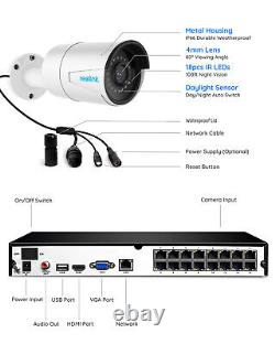 Reolink 16CH 5MP PoE Home CCTV Security Camera System NVR 3TB HDD Audio IP66