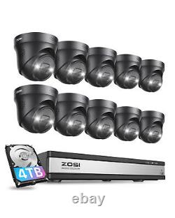 ZOSI 16CH 4K Spotlight PoE Security Dome Camera System Audio Remote Access AI 4T
