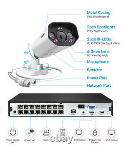 ZOSI 16CH/8CH NVR 4K 8MP POE Security Camera System Audio Recording IP Network