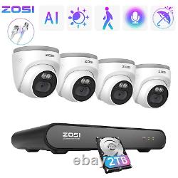 ZOSI 3K NVR 8CH 4MP 2.5K PoE Security IP Camera System 1 Way Audio 24/7 Reocrd