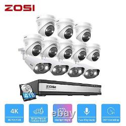 ZOSI 4K 16CH NVR 5MP/8MP IP Home POE Security Camera System AI Face Alerts Audio