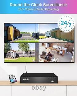 ZOSI 4K 8CH/16CH PoE Security IP Camera System Outdoor NVR AI Color Night Vision