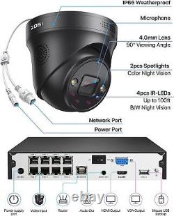 ZOSI 4K 8CH/16CH PoE Security IP Camera System Outdoor NVR AI Color Night Vision