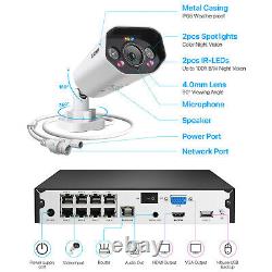 ZOSI 4K 8CH NVR 8MP PoE Security IP Camera System 2T Audio Spotlight 24/7 Record