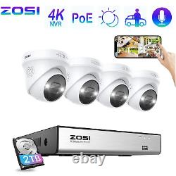 ZOSI 4K 8CH Wired NVR 5MP PoE Security Camera CCTV System 2T Network 24/7 Record