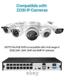 ZOSI 4K NVR 16CH PoE Security 5MP IP Camera System Audio Mption Detect Recording