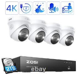 ZOSI 4K PoE 8CH Security IP Camera CCTV System 2TB 24/7 Record AI Detect Audio