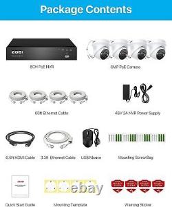 ZOSI 4K PoE 8CH Security IP Camera CCTV System 2TB 24/7 Record AI Detect Audio