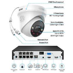 ZOSI 4K Spotlight PoE Home Security Camera System Weatherproof AI Detection 2TB