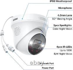 ZOSI 4PK 4K PoE Security Camera AI Human Vehicle Detect Night Vision Audio NVR