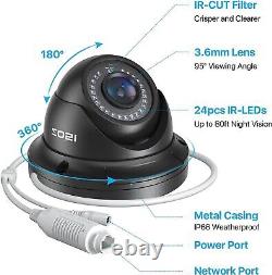 ZOSI 5MP 3K Add-on Security Dome POE IP Camera with Cable IP66 80ft Night Vision