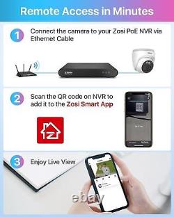 ZOSI 8CH 3K NVR 4MP 2.5K PoE IP Security Alarm Playback Camera System Wide Angle