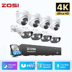 ZOSI 8CH 4K NVR 8MP PoE Security Camera System 2TB 24/7 Audio Record AI Motion