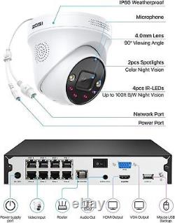 ZOSI 8CH 8MP 4K PoE Security IP Camera System Spotlight NVR Network AI 2TB HDD