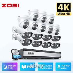 ZOSI 8MP 16CH NVR 4K POE Security IP Camera System 4TB Audio Recording H. 265+