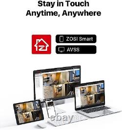 ZOSI H. 265+ 8CH 5MP PoE Home Security IP Dome Camera System Night Vision 2TB HDD
